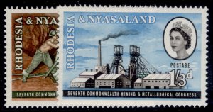 RHODESIA & NYASALAND QEII SG38-39, 1961 7th mining congress set, NH MINT.