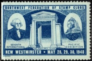 1938 US Poster Stamp Northwest Federation of Stamp Clubs Pacific Exhibition