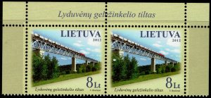 Lithuania #985 Margin title pair. MNH - Railway Bridges (2012)
