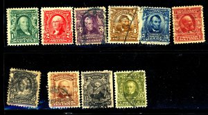 U.S. #300-309 USED SET MIXED CONDITION