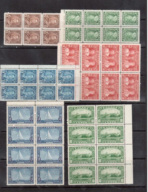 Canada #211 - #216 VF/NH Blocks Of Eight