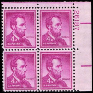 US #1036a LINCOLN MNH UR PLATE BLOCK #26187