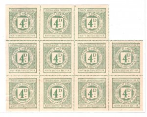 GB Scotland L&NER (NORTH BRITISH) RAILWAY Letter Stamp BLOCK{11} 4d Mint RS36
