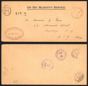 Turks and Caicos 1928 OHMS Registered Cover