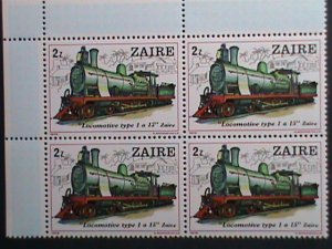 ZAIRE-1980 SC# 935-42-WORLD FAMOUS TRANIS-MNH IMPRINT BLOCK SET VERY FINE