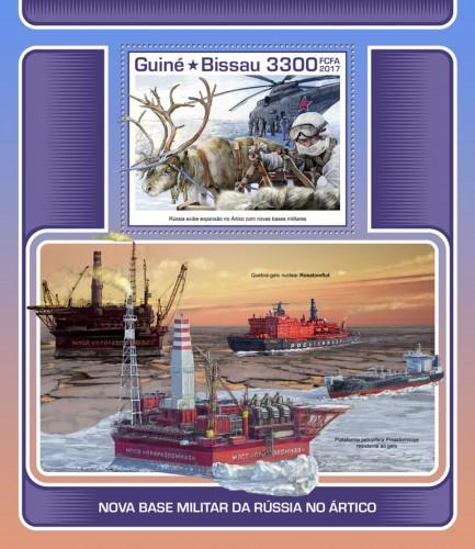 GUINEA BISSAU - 2017 - New Russian Arctic Base - Perf Souv Sheet - MNH