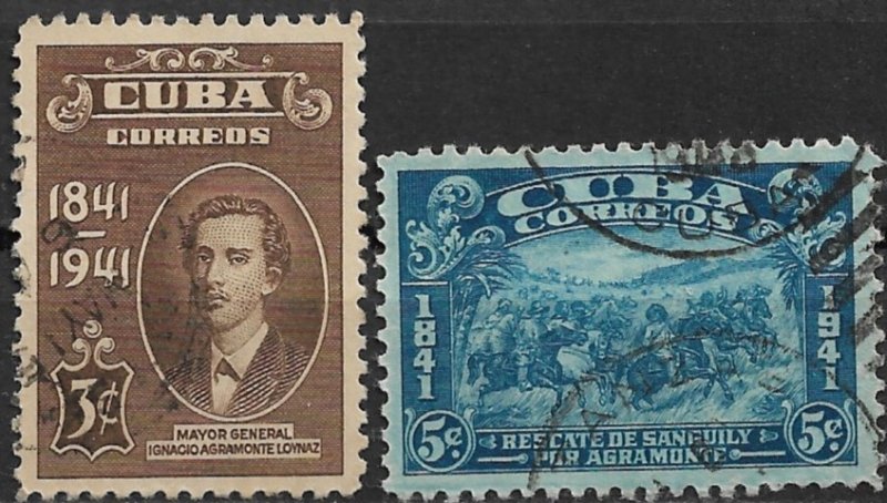 1942 Cuba 373-4 Ignacio Agramonte Loynaz used C/S of 2.