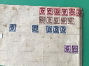 Belgium pre cancel stamps on 2 old album part pages Ref A8455