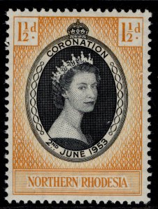 NORTHERN RHODESIA QEII SG60, 1½d black & yellow-orange, NH MINT.