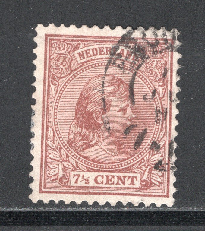 Netherlands #42a   VF, Used, 1/2cent red brown, CV $6.25 ....  4201103