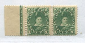 Newfoundland 1887 1 cent pair mint o.g. hinged