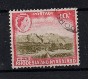 Rhodesia & Nyasaland 1959 10/- SG30 good used WS36088