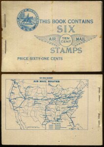 BKC1 C10a Spirit of St. Louis Booklet of 6 10¢ Air Mail Stamps Lindbergh 1928