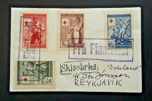 1956 Finland To Reykjavik Iceland Ship Mail Multi Franking Miniature Cover