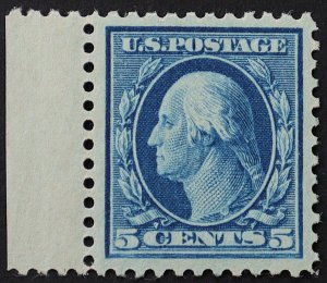 U.S. Mint Stamp Scott #504 5c Washington Sheet Margin. XF-Superb. Never Hinged.