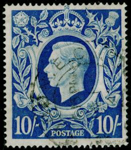 SG478b, 10s ultramarine, FINE USED, CDS.