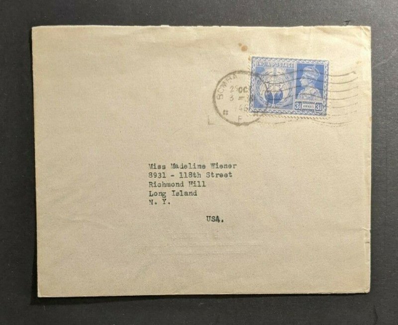 1946 Bombay RMS India Cover to Richmond Hill New York