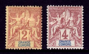 Grand Comoro - Scott #2, 3 - MH - Partial gum on #2 - SCV $4.50