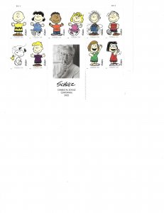 US Stamps Peanuts 10 stamps and header