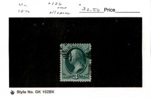 United States Postage Stamp, #136 Used, 1870 Washngton (AB)