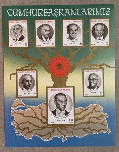 Turkey 1987 Presidents (Tree) MS, MNH. Scott 2396, CV $6.75. Isfila BL 28