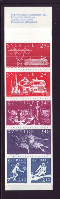 Sweden Sc 1383a 1981 Bjorn Borg stamp bklt pane mint NH