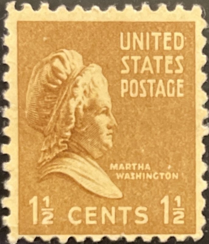 Scott #805 1938 1½¢ Presidential Series Martha Washington unused no gum