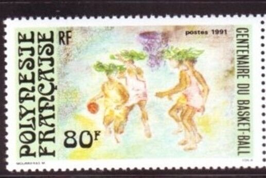 French Polynesia Sc 563 NH issue of 1991 - BASKETBALL