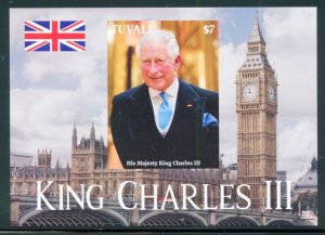 NEVER OFFERED TUVALU 2022 KING CHARLES III IMPERF SOUVENIR SHEET MINT NH