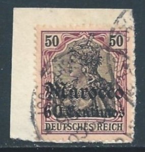 Germany Offices in Morocco #27 Used On Piece 50pf Germania Issue Ovptd. Maro...