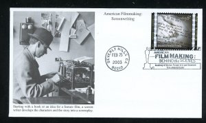 US 3772a American Filmmaking, Screen writing UA Mystic cachet FDC