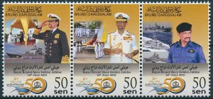 Brunei Stamps 2015 MNH Royal Navy Golden Jubilee Military Ships Sultan 3v Strip