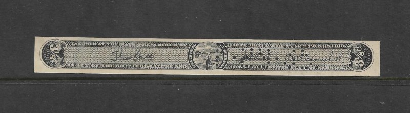 US State Revenues: Nebraska Liquor Stamp; 3 1/8c 1935 Issue; #L1; Used, Perfin