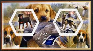 Chad 2014 Dogs #2 imperf sheetlet containing two hexagona...