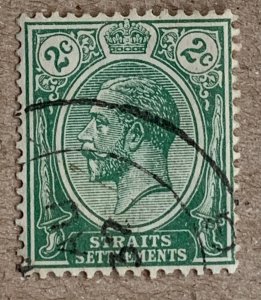 Straits Settlements 1921 KGV 2c green, used. Scott 180, CV $0.25. SG 219