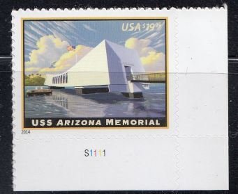 2014 US Scott 4873 VF/XF MNH $19.99 USS Arizona Memorial Express Mail Plate # LR