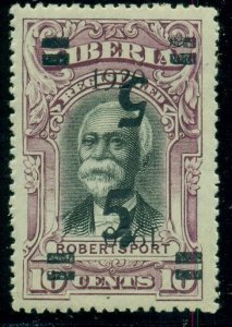 LIBERIA #182b, 5¢ Robertsport, Double Ovpt, One Inverted, NH, VF