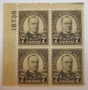 Scott Stamp#665- 1929 7¢ McKinley, Black, Kansas Overprint. MH, OG. SCV $500.00