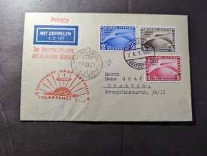 1931 Germany LZ 127 Graf Zeppelin Polar Flight Cover to Stettin Set # C40-C42