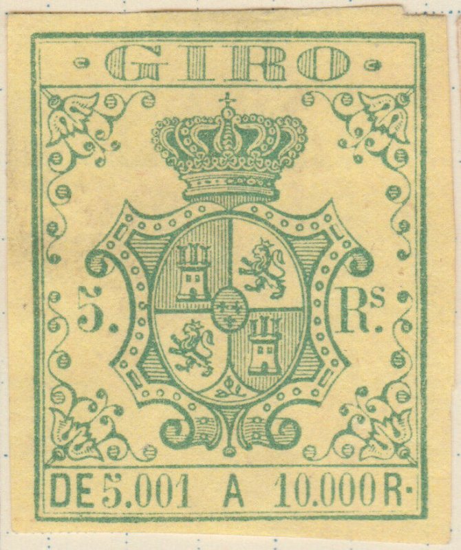 ESPAGNE / SPAIN / ESPAÑA 1861 Sello Fiscal (GIRO) 5 reales - Mint No Gum