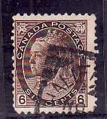 Canada-Sc#80- id6429-used 6c brown QV numeral-Halifax squared circle -1898-