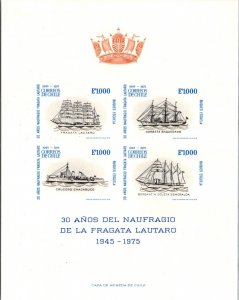 SCHALLSTAMPS CHILE 1975 MNH SOUVENIR CARD COMM 30 YRS SHIPWRECK FRIGATE LAUTARO