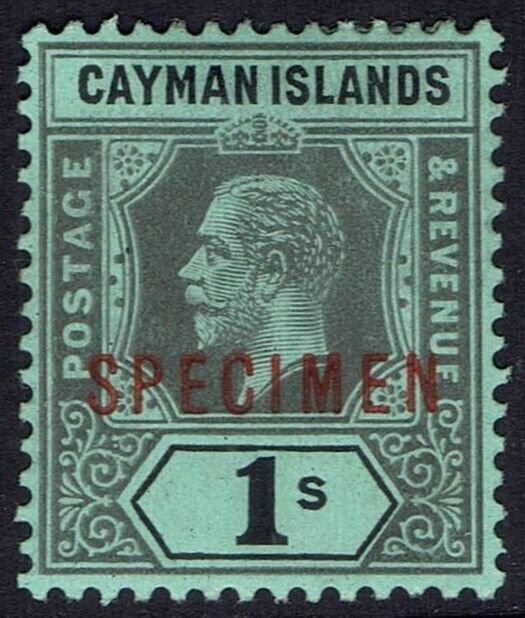 CAYMAN ISLANDS 1912 KGV SPECIMEN 1/- GREEN BACK