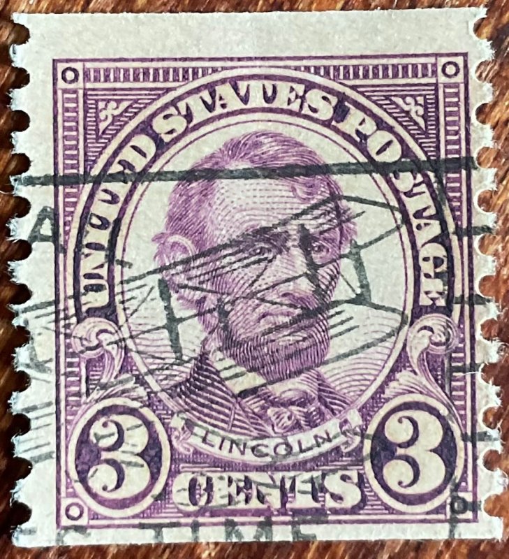 US #600 Used Coil Single Plane Cancel Abraham Lincoln SCV $.25 L28