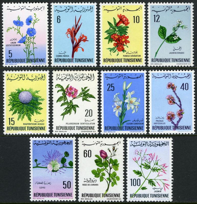 Tunisia 499-509,MI 699-702,715-721,MNH. Flowers.Jasmine,Geranium,Lily,1968-1969