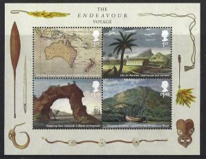 MS4124 2018 Captain Cook - Endeavour miniature sheet UNMOUNTED MINT