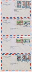 BC BRITISH HONDURAS 1952-53 FOUR AIR COVERS BELIZE TO SWITZERLAND RATED 35c RATE 