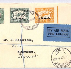 SOUTH WEST AFRICA Air Mail Cover Windhoek Kimberley 1931 Tsumeb {samwells}YO259