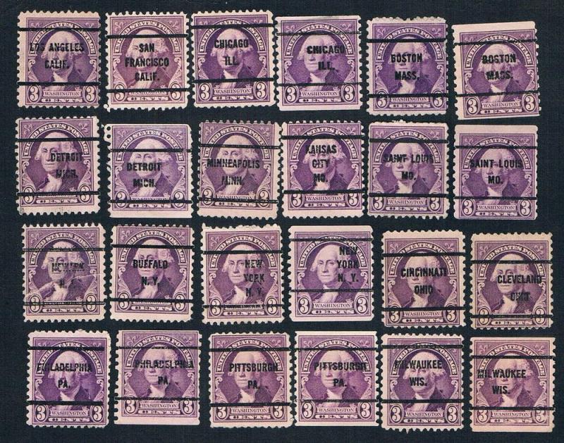 USA-24 Different Scott #720 & 721 Bureau  Precancels-used