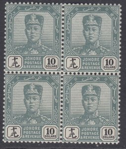 SG 75 Malaya Johore 1904-10. Rosette watermark. $10 green & black. A fine...
